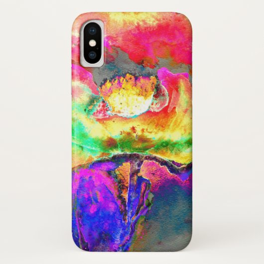 Abstract geel roze waterverf bloemenschilderij Case-Mate iPhone case (Achterkant)