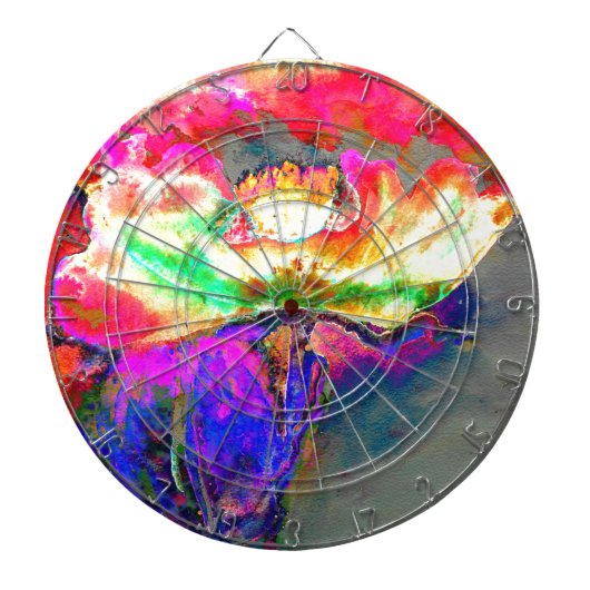 Abstract geel roze waterverf bloemenschilderij dartbord (Voorkant)