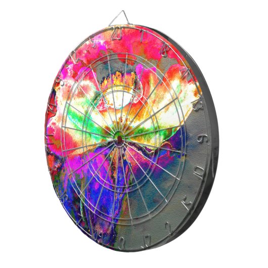 Abstract geel roze waterverf bloemenschilderij dartbord (Voorkant Rechts)