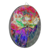 Abstract geel roze waterverf bloemenschilderij dartbord (Voorkant Links)