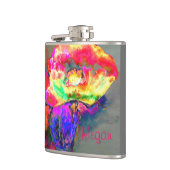 Abstract geel roze waterverf bloemenschilderij heupfles (Links)