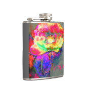 Abstract geel roze waterverf bloemenschilderij heupfles (Rechts)