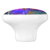 Abstract geel roze waterverf bloemenschilderij keramische knop (Zijkant)