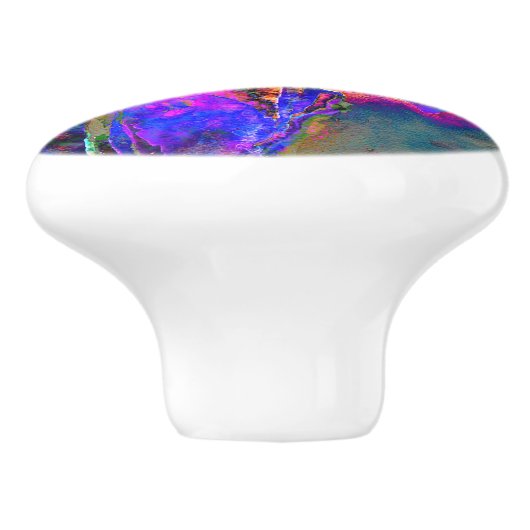 Abstract geel roze waterverf bloemenschilderij keramische knop (Zijkant)