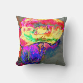 Abstract geel roze waterverf bloemenschilderij kussen