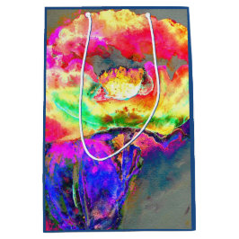 Abstract geel roze waterverf bloemenschilderij medium cadeauzakje