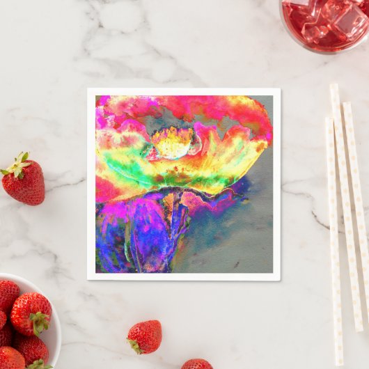 Abstract geel roze waterverf bloemenschilderij servetten (Insitu)