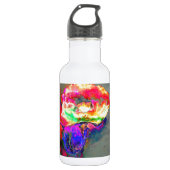 Abstract geel roze waterverf bloemenschilderij waterfles  (Voorkant)