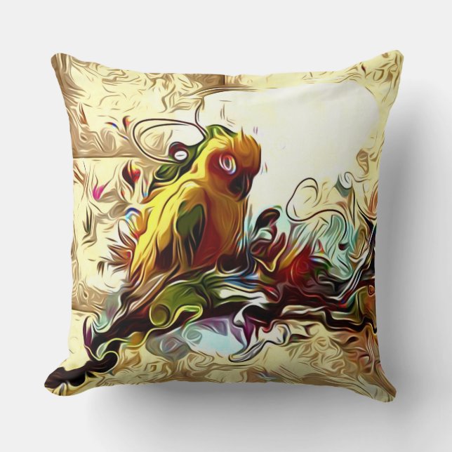 Abstract Geel Sierkussen (Voorkant)