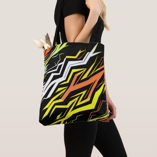 Abstract geel sinaasappel Strepen Tote Bag (Dichtbij)