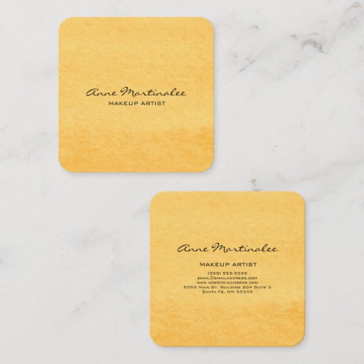 Abstract Geel Waterverf Vierkante Visitekaartje (Voorkant / Achterkant)