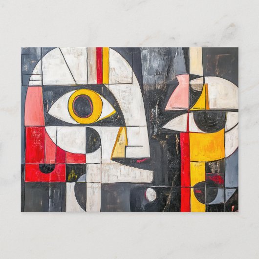 Abstract gefragmenteerd gezicht ontwerp briefkaart (Voorkant)