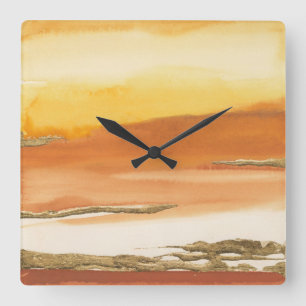 Abstract geGilde Amber I v2 Print Vierkante Klok