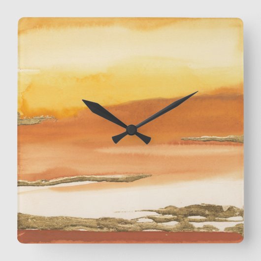 Abstract geGilde Amber I v2 Print Vierkante Klok (Voorkant)