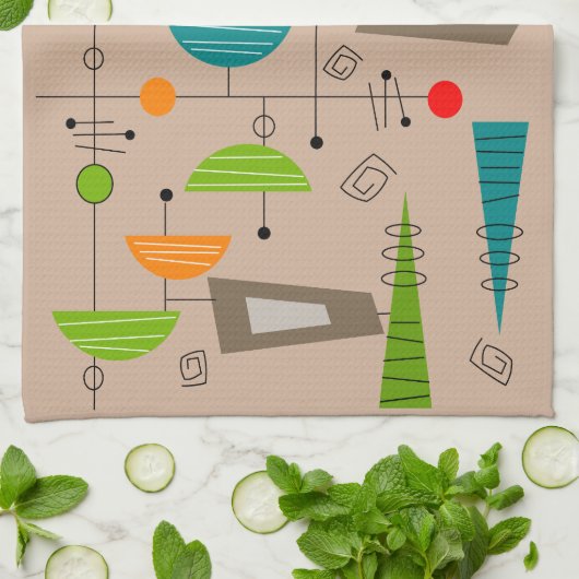 Abstract geïnspireerd door atoommidden uit de midd theedoek (Gevouwen)