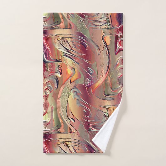 Abstract gekaard in zalm en rode gradiënt bad handdoek (Handdoek)