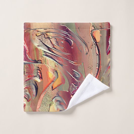 Abstract gekaard in zalm en rode gradiënt bad handdoek (Wasdoekje)