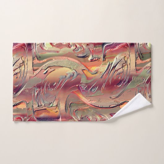 Abstract gekaard in zalm en rode gradiënt bad handdoek (Handdoek)