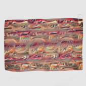 Abstract gekaard in zalm en rode gradiënt golfhanddoek (Horizontaal)