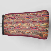 Abstract gekaard in zalm en rode gradiënt golfheadcover (Voorkant)