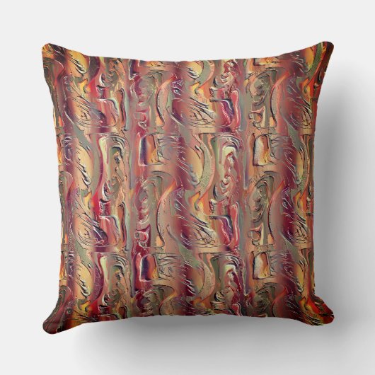 Abstract gekaard in zalm en rode gradiënt kussen (Achterkant)