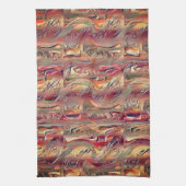 Abstract gekaard in zalm en rode gradiënt theedoek (Verticaal)
