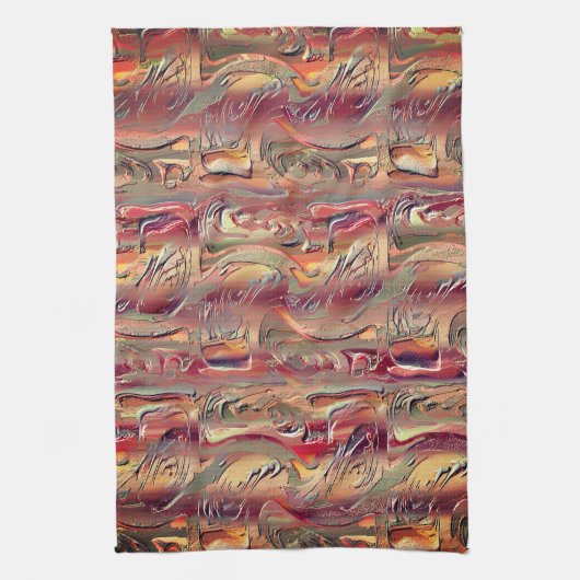 Abstract gekaard in zalm en rode gradiënt theedoek (Verticaal)