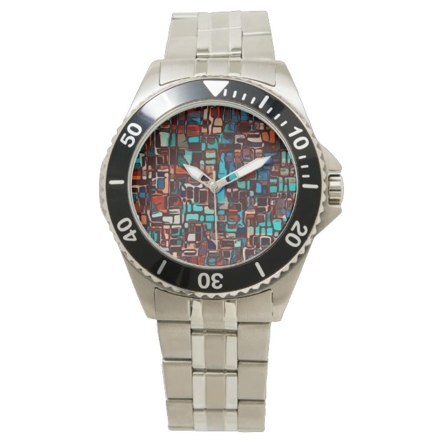 abstract gekleurd glas horloge (Voorkant)