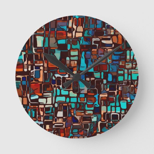 abstract gekleurd glas ronde klok (Voorkant)