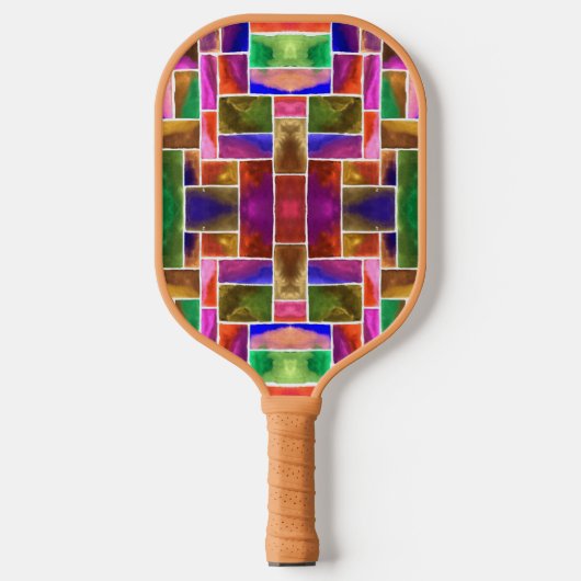 Abstract gekleurd glazen patroon pickleball paddle (Voorkant)