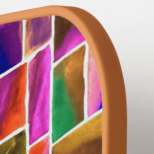 Abstract gekleurd glazen patroon pickleball paddle (Links Detail)