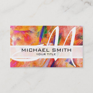 Abstract gekleurd modern monogram #14 visitekaartje
