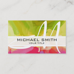 Abstract gekleurd modern monogram #18 visitekaartje