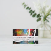 Abstract gekleurd monogram #15 visitekaartje (Staand voorkant)