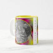 Abstract gekleurd swirls Lijst Uw foto toevoegen Tweekleurige Koffiemok (Voorkant links)