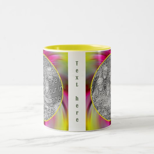 Abstract gekleurd swirls Lijst Uw foto toevoegen Tweekleurige Koffiemok (Center)