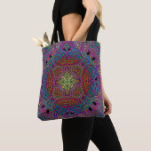 abstract gekleurd tegelontwerp tote bag (Dichtbij)