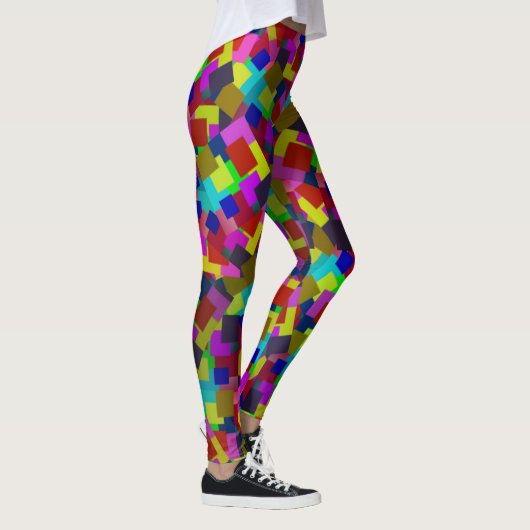 Abstract gekleurd verspreid papierpatroon, leggings (Rechts)