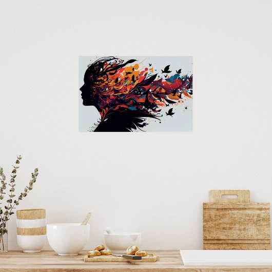 Abstract gekleurde achtergrond poster (Keuken)