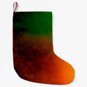 abstract gekleurde stofexplosie op een zwarte acht kleine kerstsok