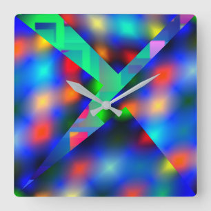Abstract gekleurde wazig verlichting vierkante klok