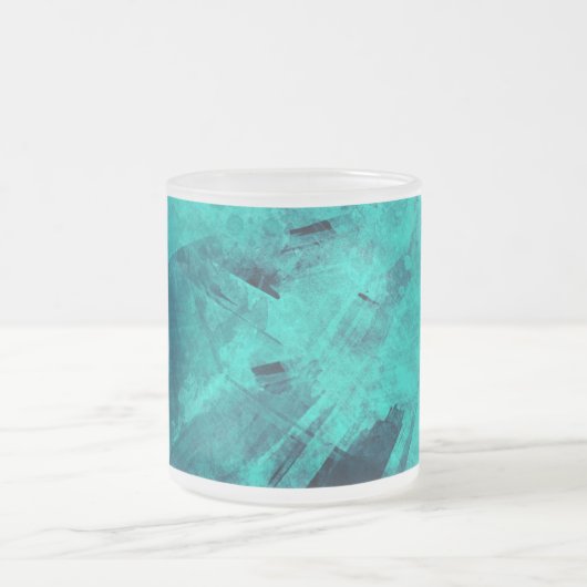 Abstract gekookte blauwe kunst matglas koffiemok (Center)