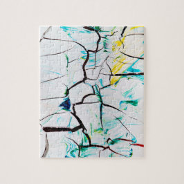 Abstract gekraakt in groen geel blauw legpuzzel