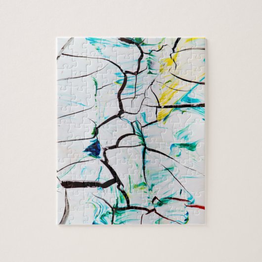 Abstract gekraakt in groen geel blauw legpuzzel (Verticaal)