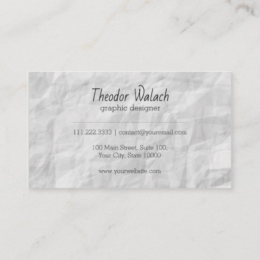 Abstract gekreukeld papier Professional Visitekaartje (Achterkant)