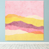 Abstract gelaagd papierlandschap in warme tinten canvas afdruk (Insitu (Houten vloer))