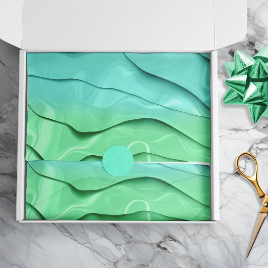 Abstract gelaagd Stropdas Verven Aqua Green Craft Tissuepapier