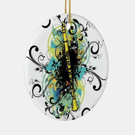 Abstract gele Clarinet Music Thed Gift Keramisch Ornament (Rechts)