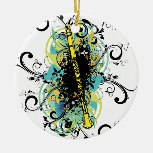 Abstract gele Clarinet Music Thed Gift Keramisch Ornament (Voorkant)