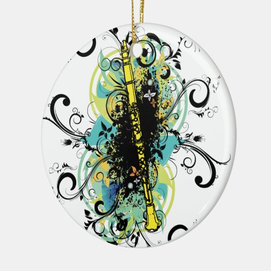 Abstract gele Clarinet Music Thed Gift Keramisch Ornament (Links)